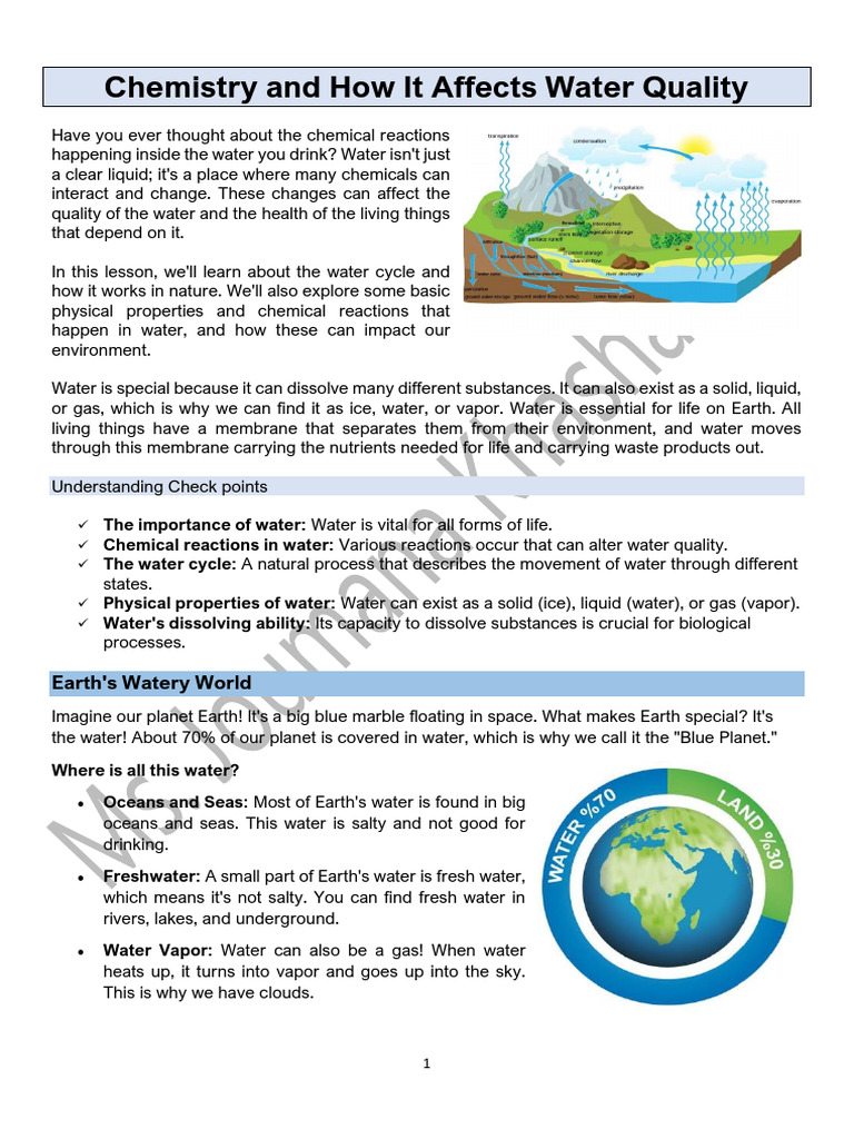 Chemistry's Impact on Water Quality | PDF | Ph | Water
