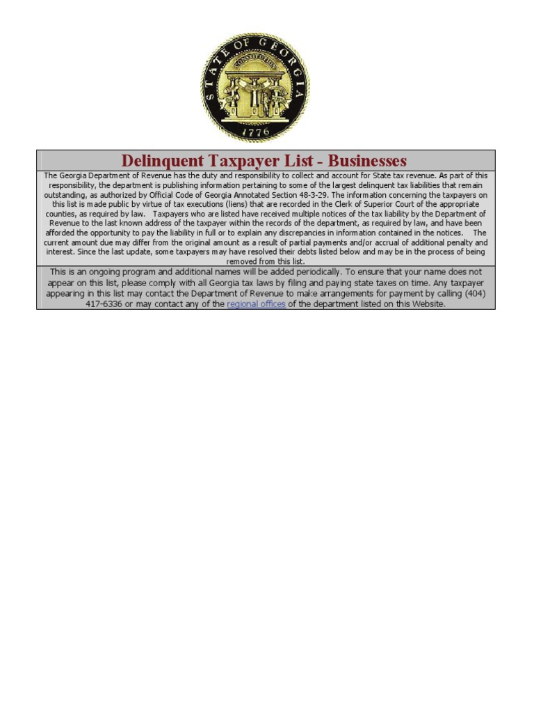 GA Taxes DelinquentBusinesses PDF Taxpayer Taxes
