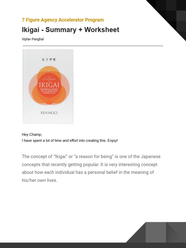 Ikigai Summary Pdf