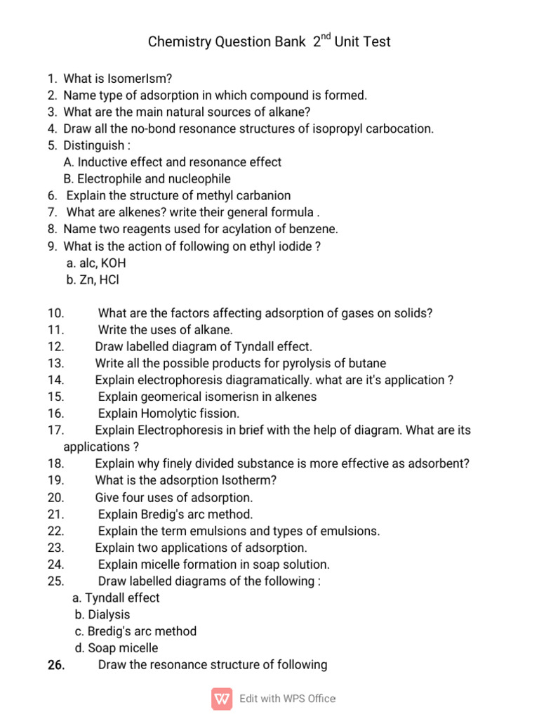 Question Bank 2 ND Unit Test | PDF