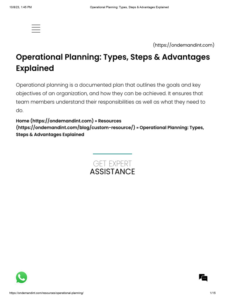 Operational Planning Types Steps Advantages Explained Pdf