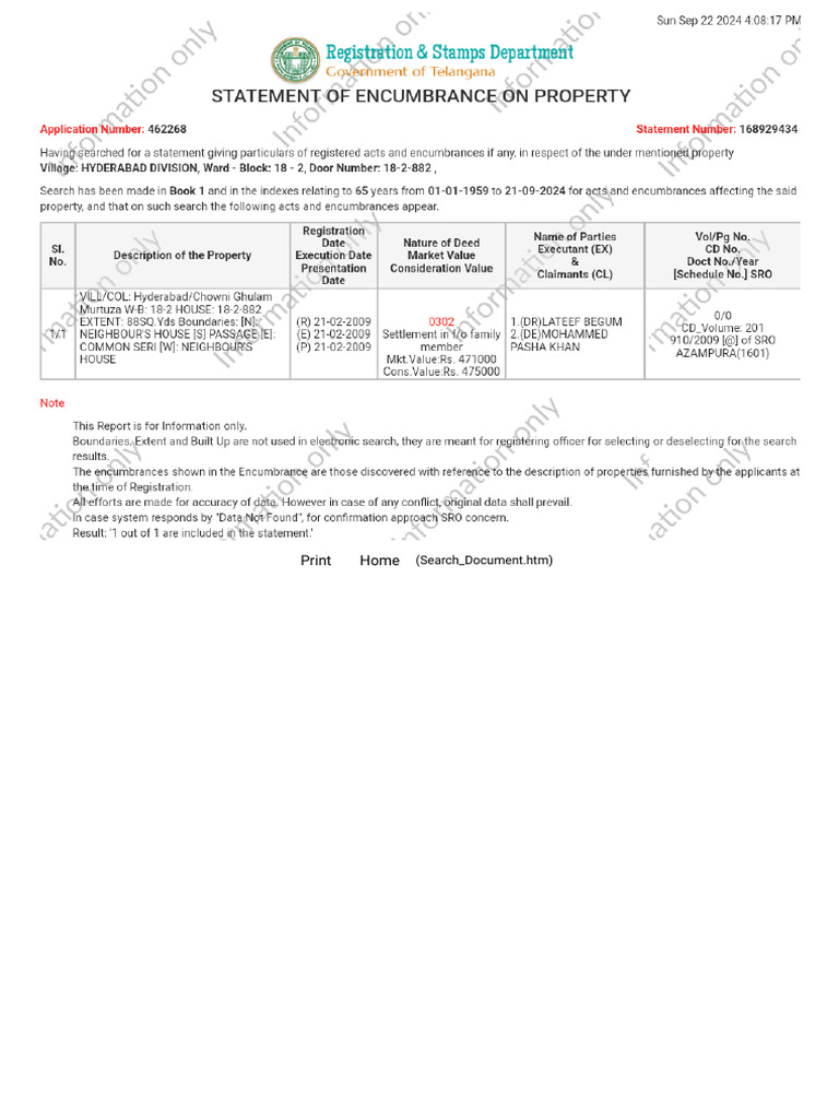 Telangana Encumbrance Certificate Search | PDF