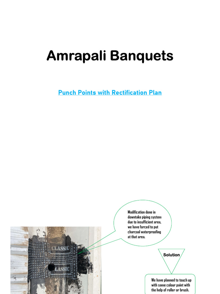 Amrapali Banquets Hall punch points with rectification plan PDF