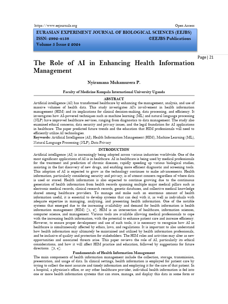 The Role of AI in Enhancing Health Information Management (WWW - Kiu.ac ...