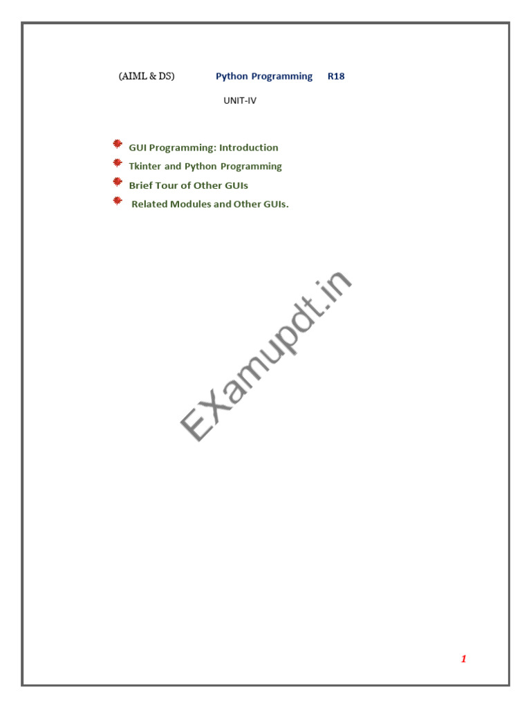 Gui and Web Programming Notes Unit 4 - Watermark | PDF | Graphical User ...