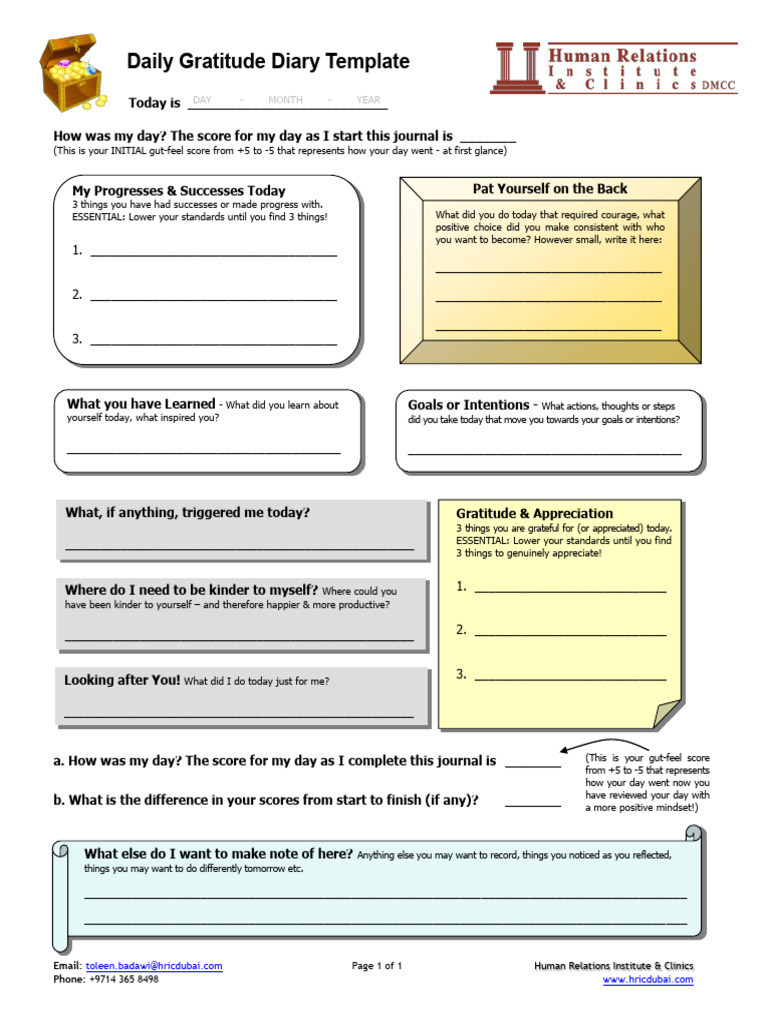 Daily Gratitude Diary Template | PDF