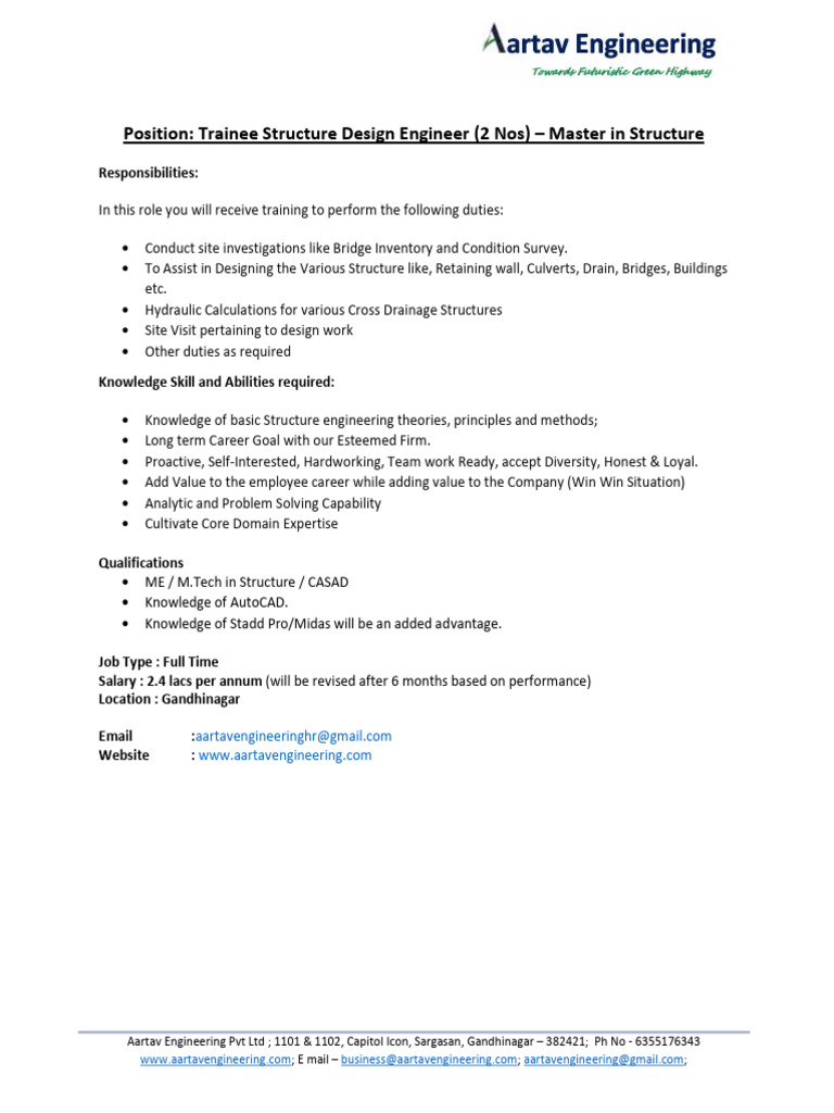 Trainee Structure Engineer | PDF