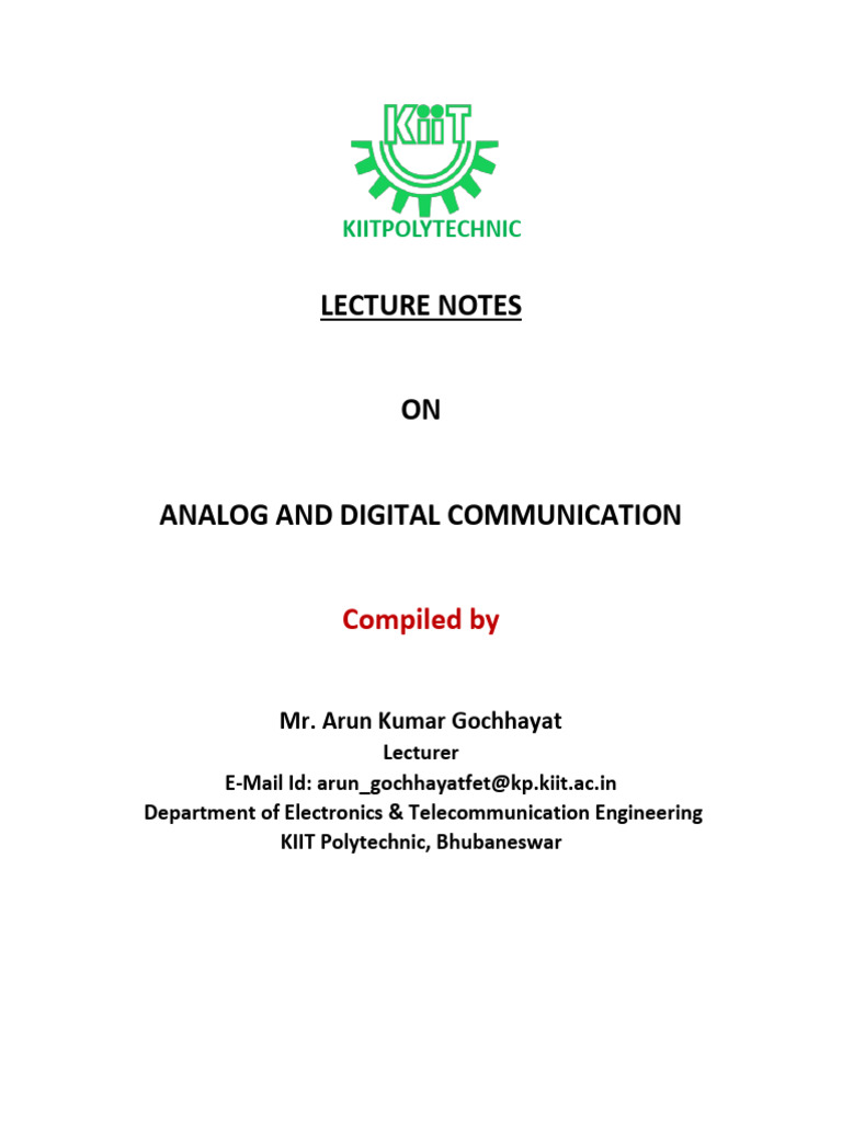 SM 5th SEM Etc Analog Digital Communication | PDF