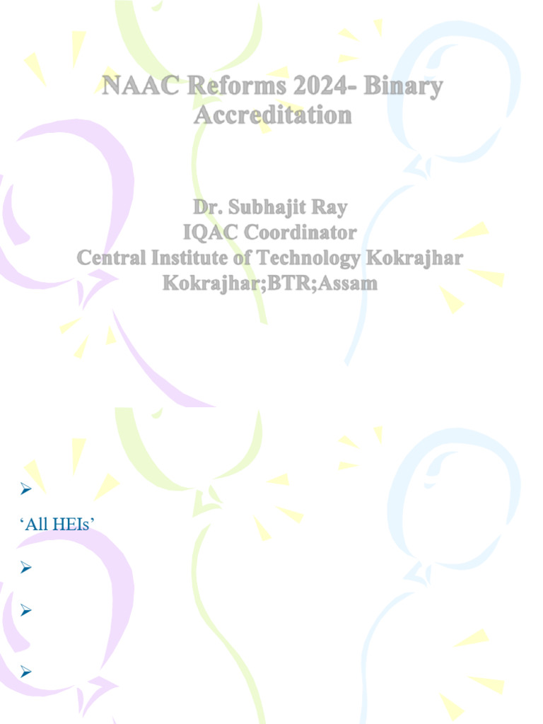 Dr. S Ray - NAAC - Reforms - 2024 | PDF