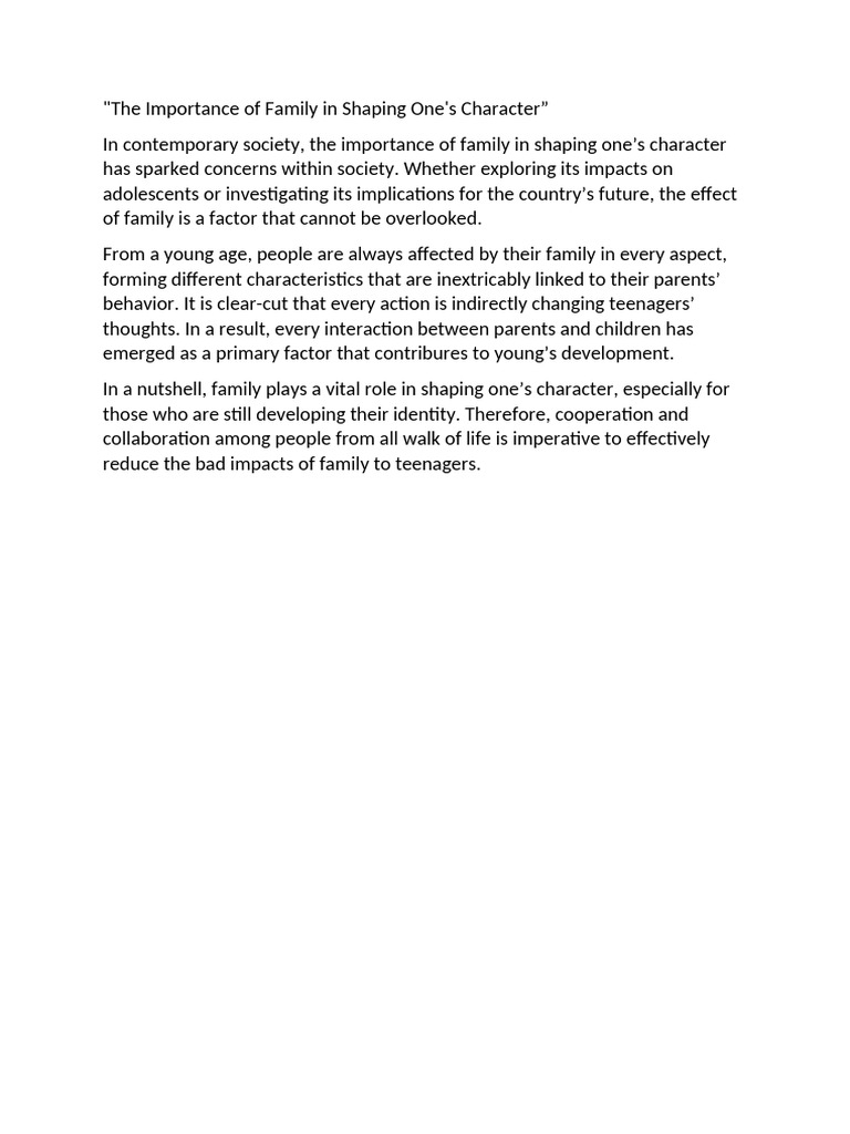 The Importance of Family in Shaping Character | PDF