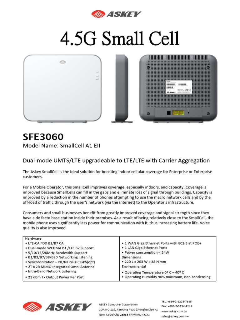 Askey Dual Cell SFE3060 B1B7 | PDF | Lte (Telecommunication) | Computers