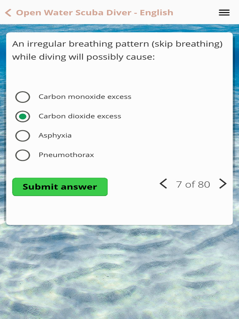 NAUI ELearning Open Water Scuba Diver English Final Test 2 PDF