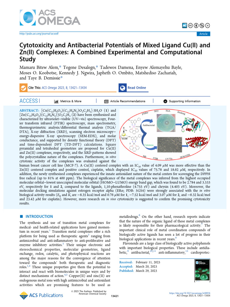Cu and ZN ACS Omega | PDF