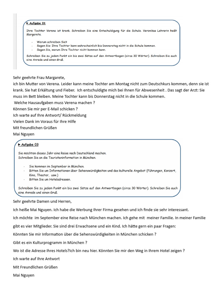 Schreiben A2.1 | PDF
