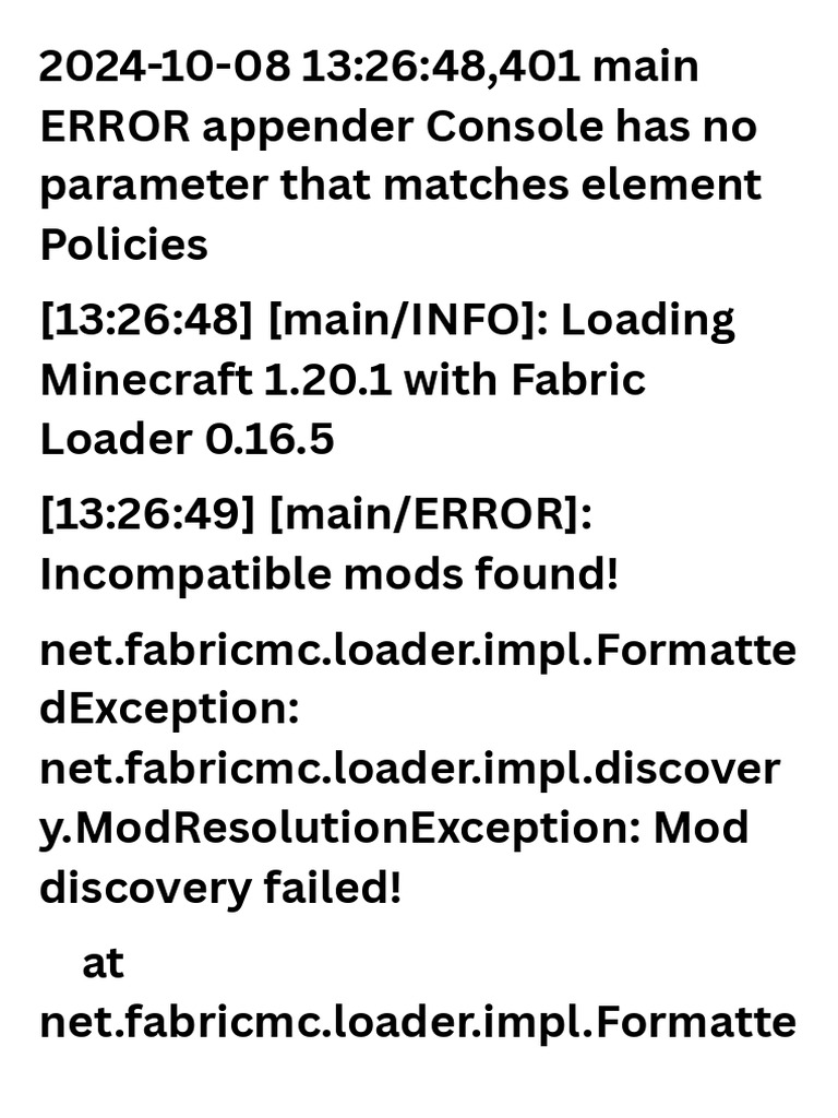 2024-10-08 132648,401 Main ERROR Appender Console Has No Parameter That ...