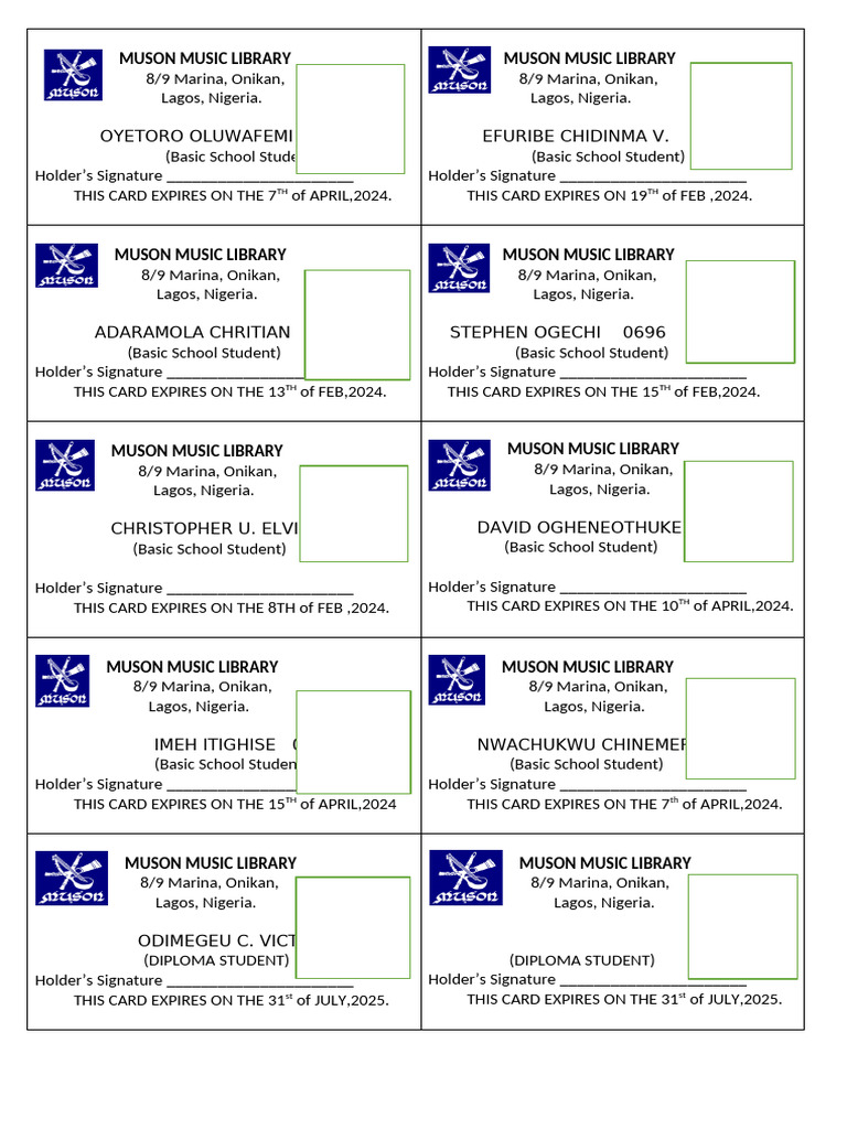 Library Cards 6 | PDF