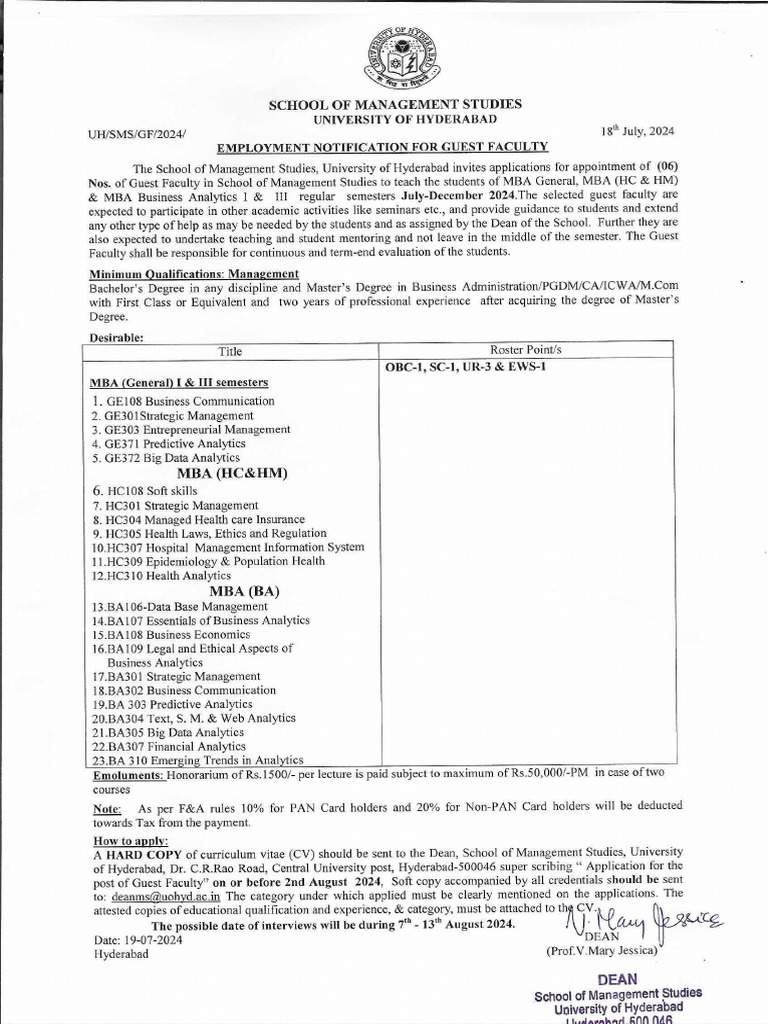 Guest faculty advertisement july december 2024 pdf