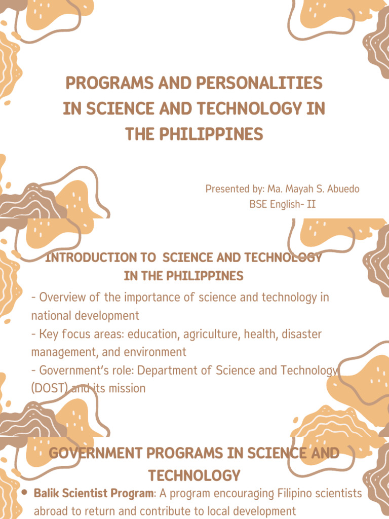 Programs and Personalities in Science and Technology in THR Philippines ...