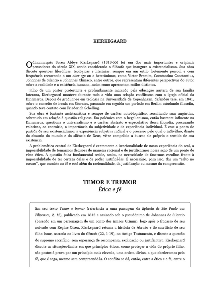 5 - Kierkegaard - Temor e Tremor | PDF