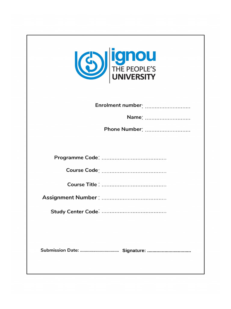 Ignou Assignment Pdf