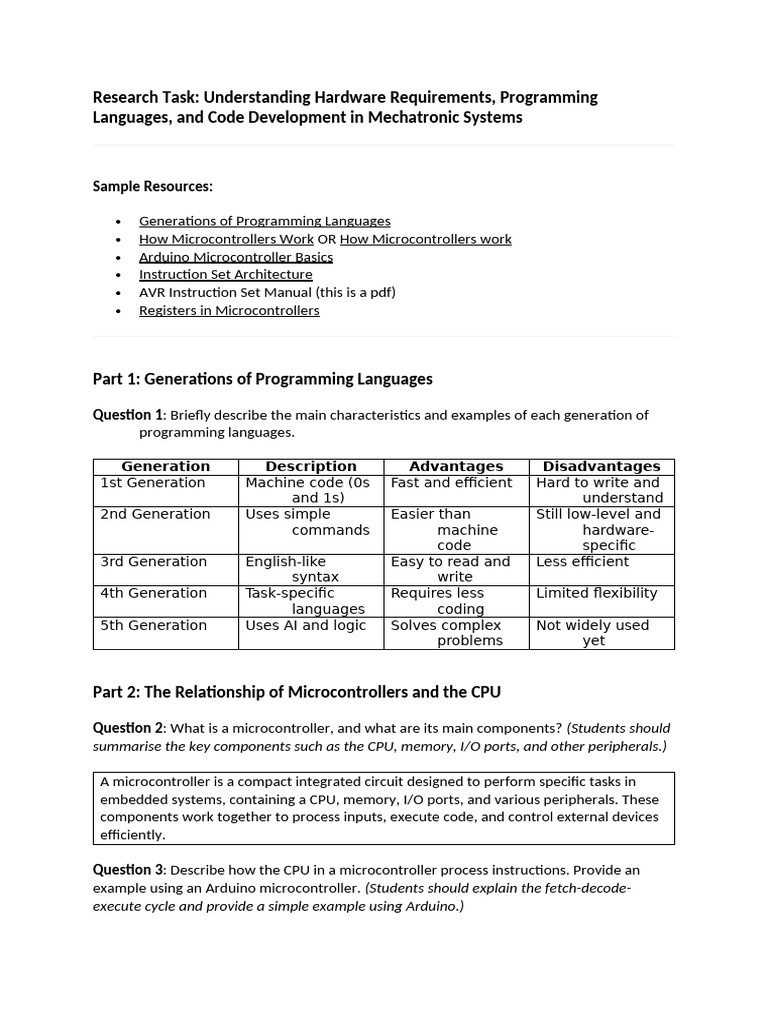 Hardware and Instruction Sets - Research Worksheet | PDF
