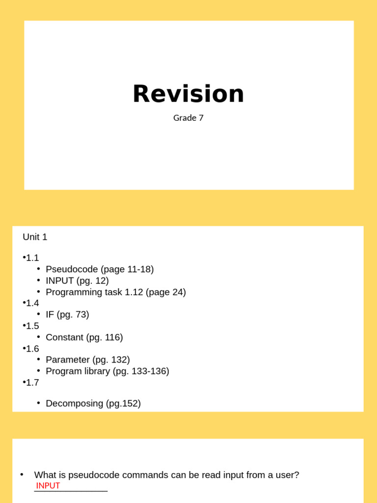 Revision Grade 7 | PDF