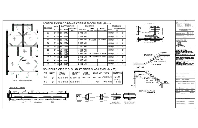 First Floor Beam and Slab Layout | PDF