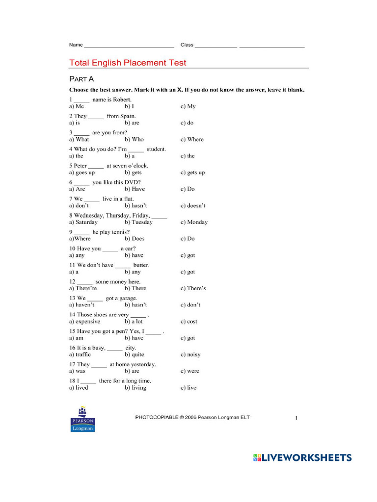 Placement Test | PDF