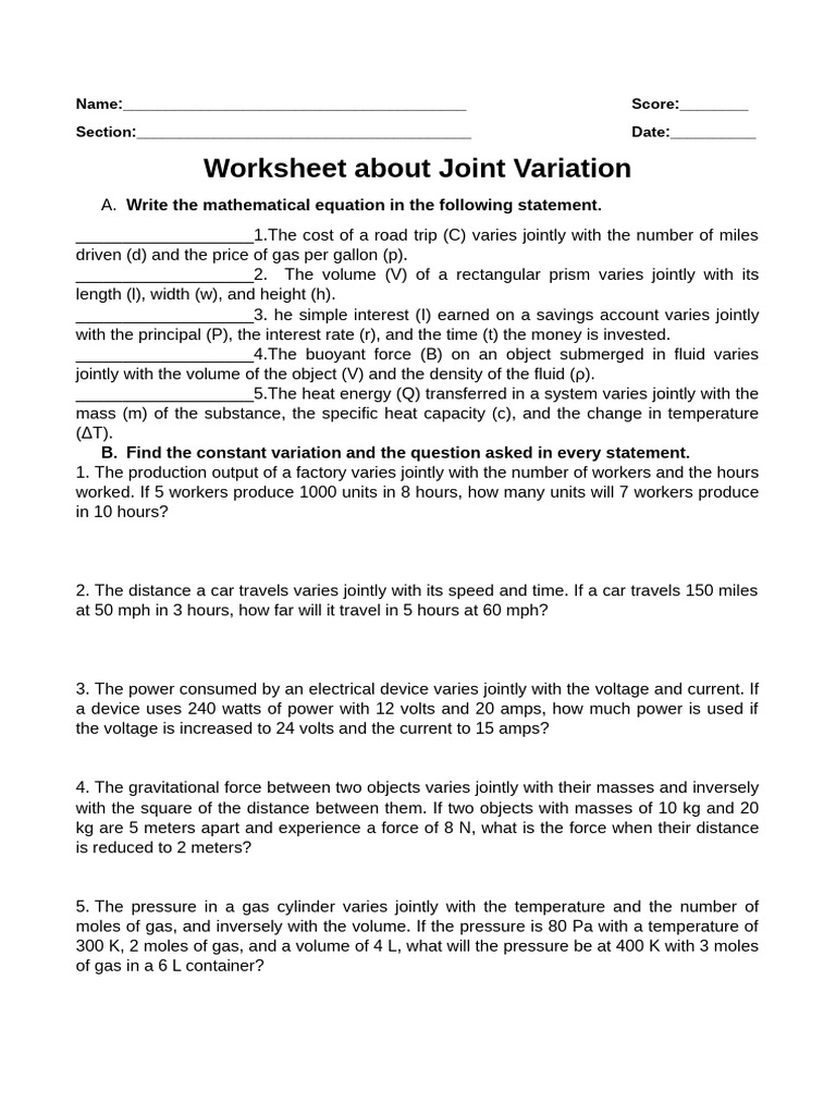 W3 Joint Variation | PDF