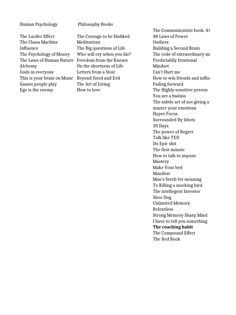 Books To Be Read Pdf