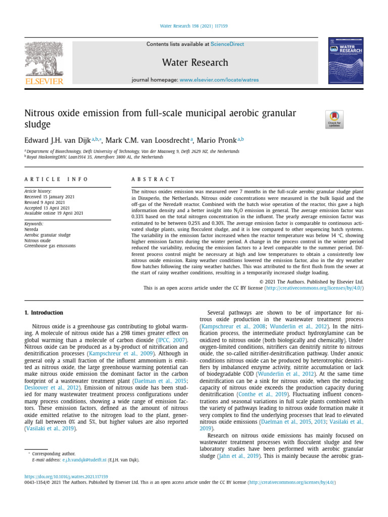 Nitrous Oxide Emission From Full-Scale Municipal Aerobic Granular ...