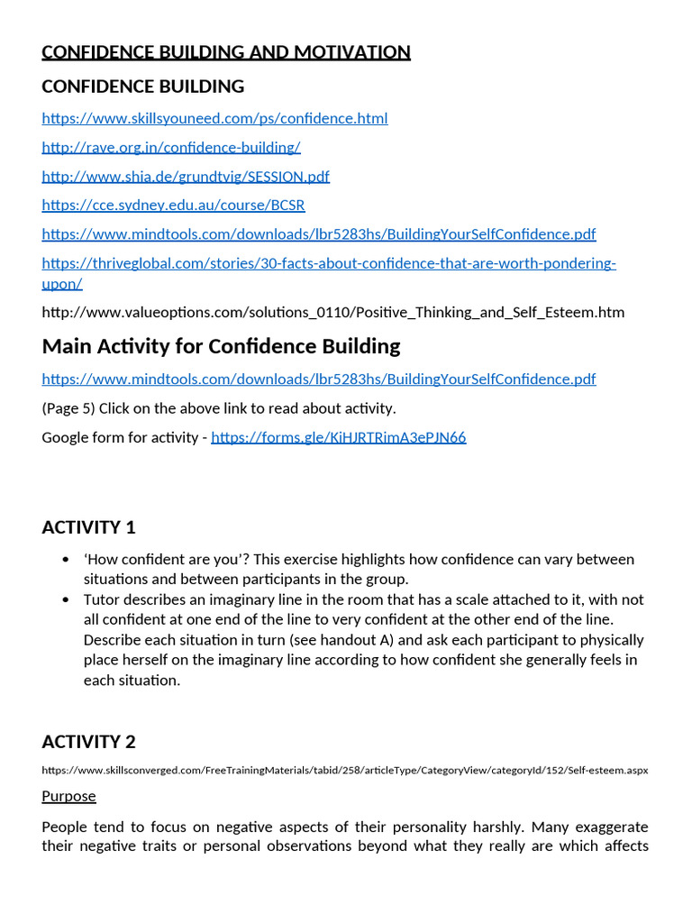 Confidence Building Image Management Pdf
