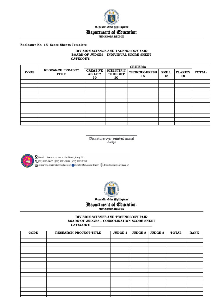 Final Template Scoring Sheet | PDF