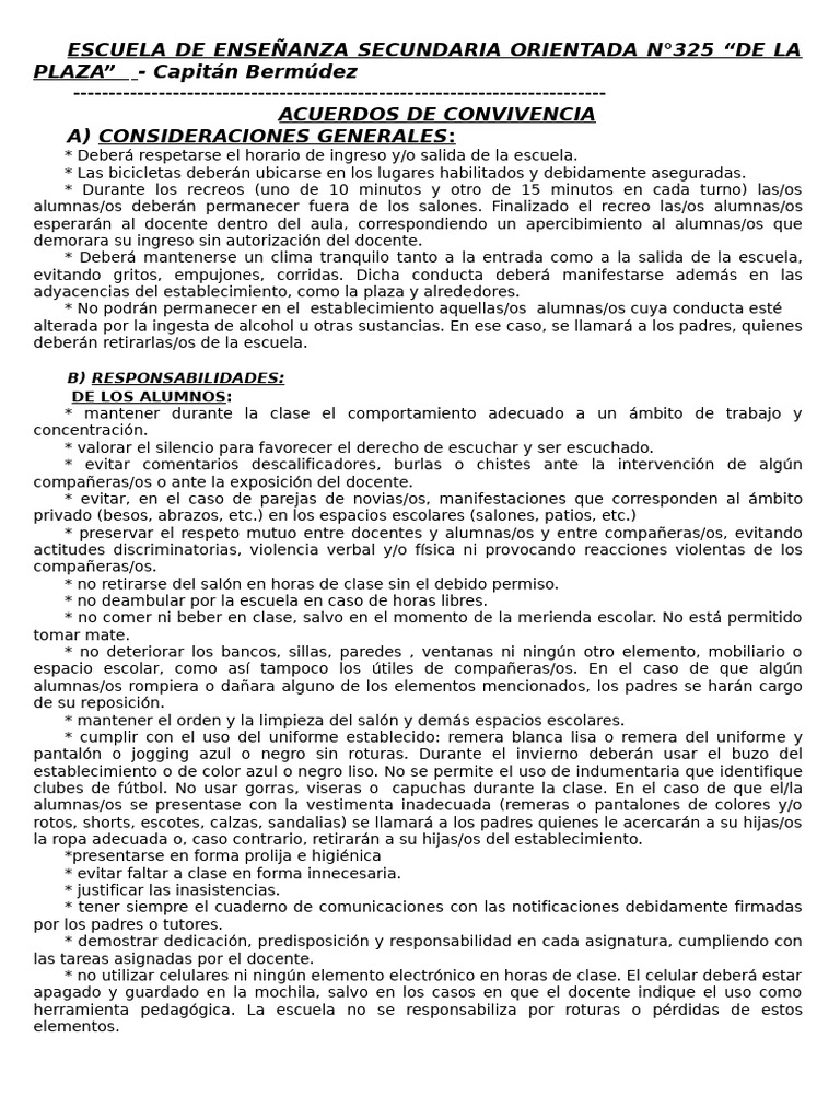 Acuerdos de Convivencia para Padres 2024 | PDF