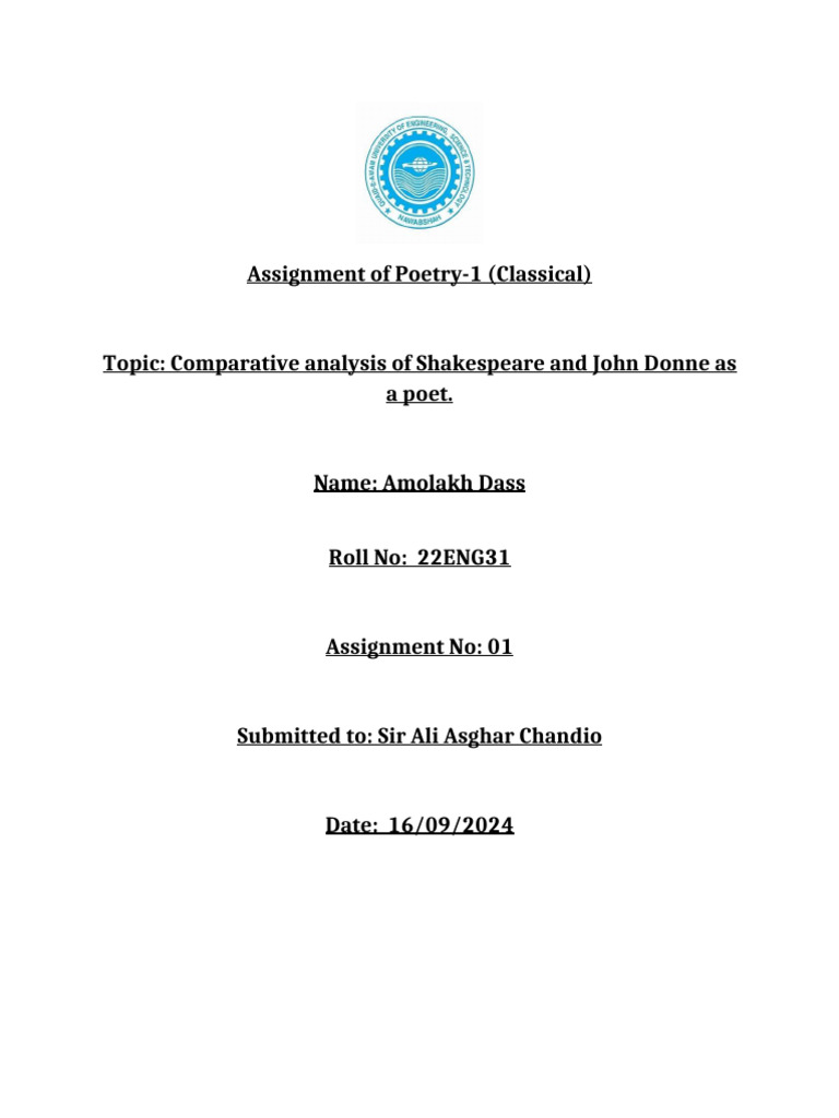 Assignment (1) of Poetry by - Amolakh | PDF