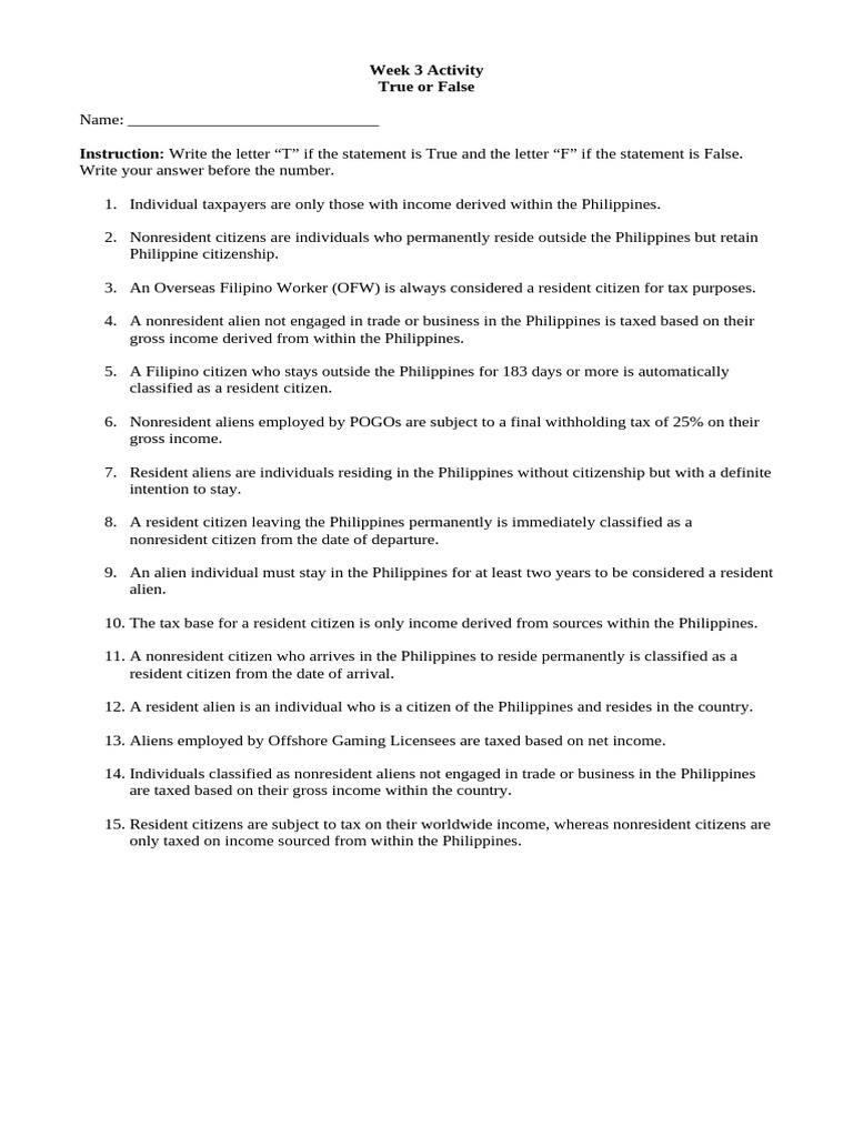 True or False - Questions | PDF