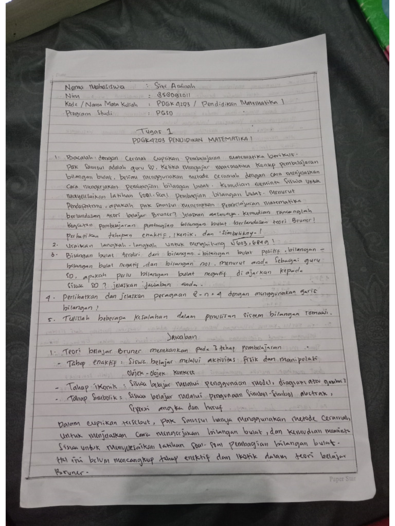 Tugas 1 Pendidikan Matematika 1 Pdf