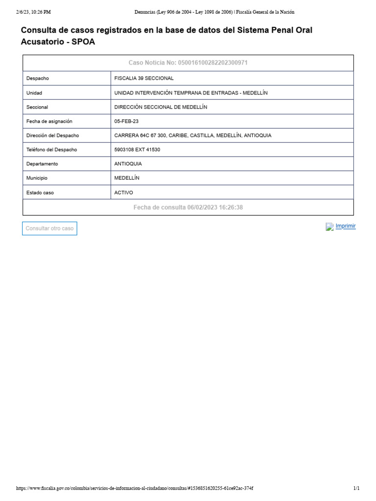 Consultas - Fiscalía General de La Nación | PDF