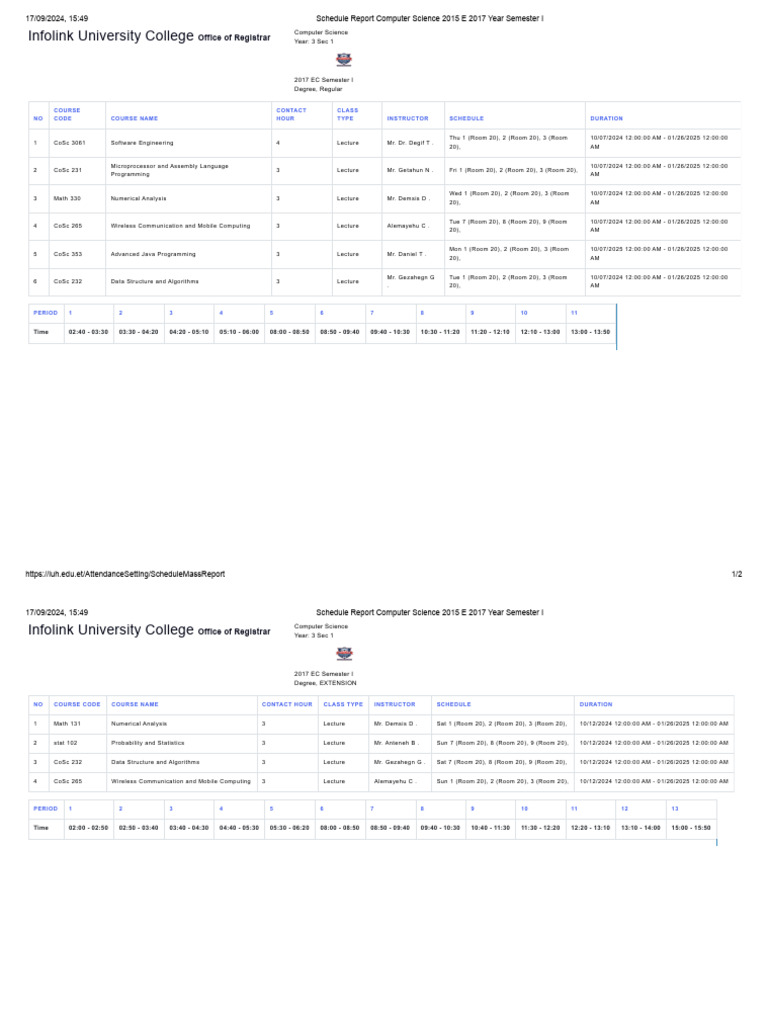 Infolink University College: Office of Registrar | PDF