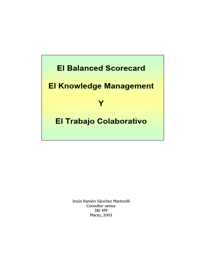 El Balanced Scorecard El Knowledge Management | PDF