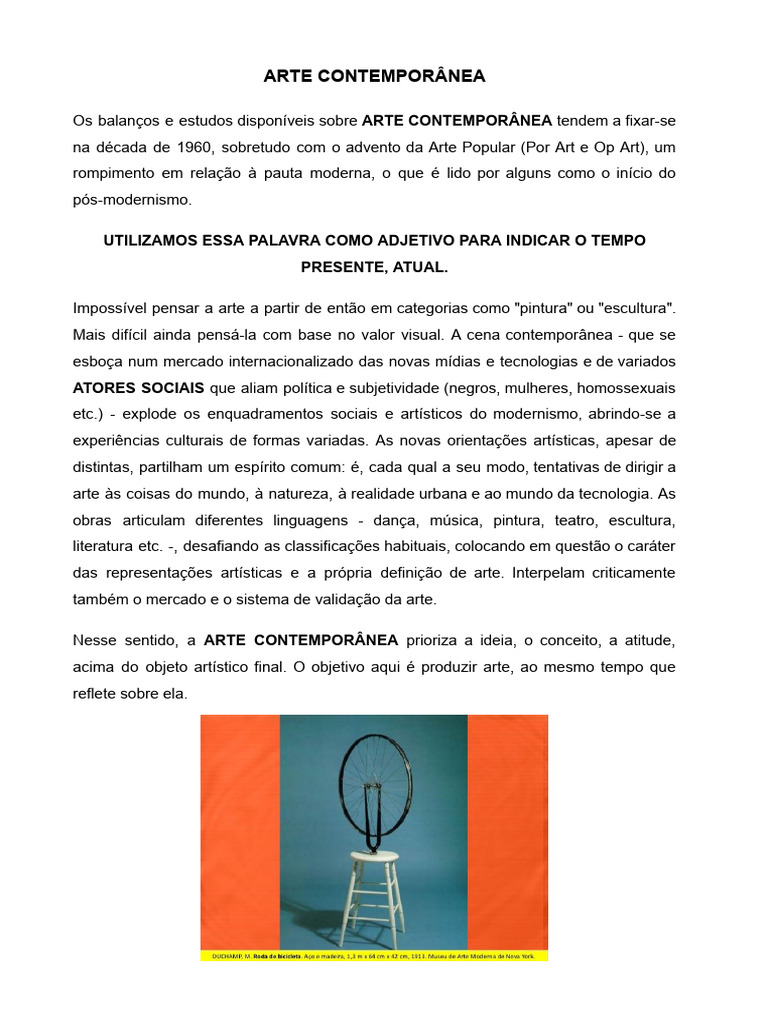 ARTE CONTEMPORÂNEA - Definição | PDF