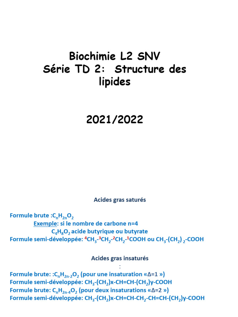 Corrigé Série TD 2 - Les Lipides | PDF