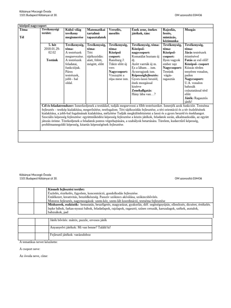 Tematikus Terv 01.29. | PDF