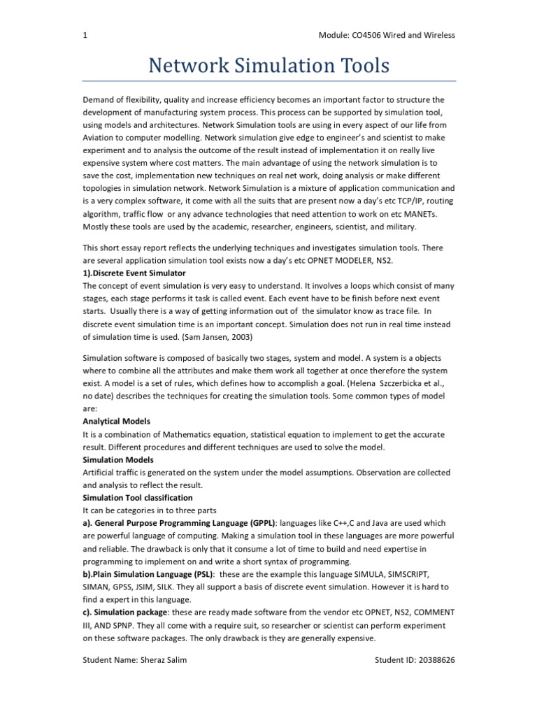 Network Simulation Tools