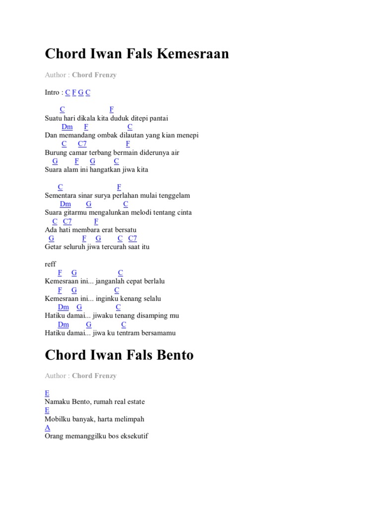 Chord Iwan Fals Kemesraan