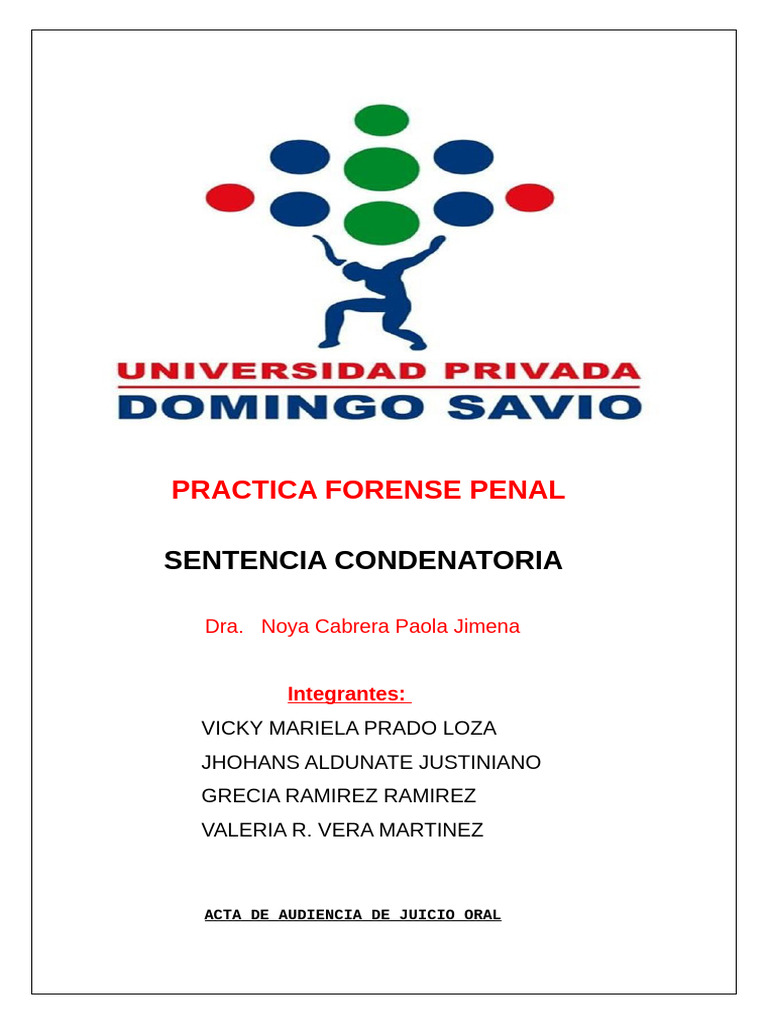 Sentencia Condenatoria | PDF | Fiscal | Sentencia (ley)