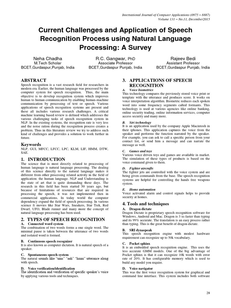 Speech Recognition Challenges in NLP | PDF | Speech Recognition | Computers