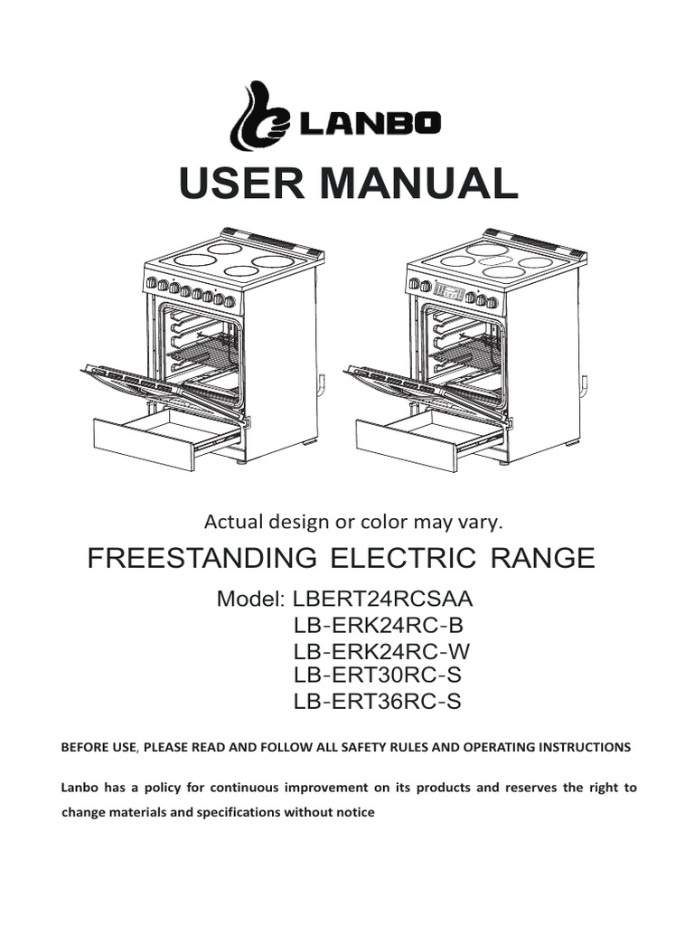 202410lanbo Electric Range User Manual | PDF