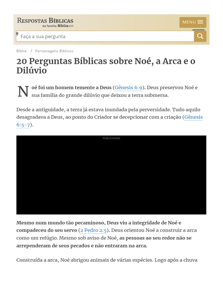 20 Perguntas Bíblicas Sobre Noé, A Arca e o Dilúvio - Respostas ...