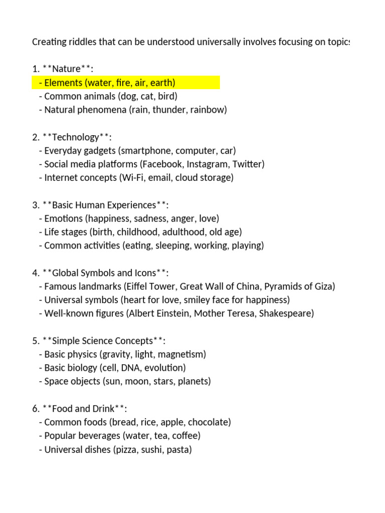 Topics For Riddles | PDF